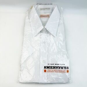 NEW Vintage Mervyn’s High Count Broadcloth Shirt Sleeve Shirt White Button Sz 17